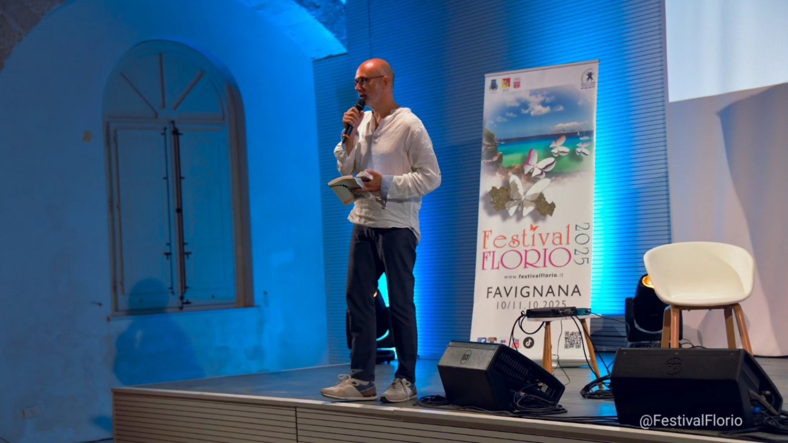 Giuseppe Scorzelli durante una presentazione di FestivalFlorio